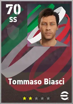 Tommaso Biasci eFootball 2026 player card — 70 OVR SS