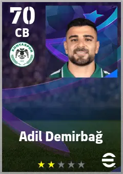 Adil Demirbag eFootball 2026 player card — 70 OVR CB