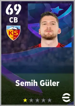 Semih Guler eFootball 2026 player card — 69 OVR CB