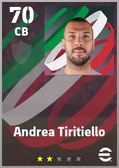 Andrea Tiritiello eFootball 2026 player card — 70 OVR CB