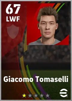 Giacomo Tomaselli eFootball 2026 player card — 67 OVR LWF