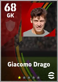 Giacomo Drago eFootball 2026 player card — 68 OVR GK