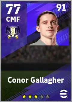 Conor Gallagher eFootball 2026 player card — 77 OVR CMF