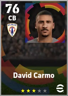David Carmo eFootball 2026 player card — 76 OVR CB