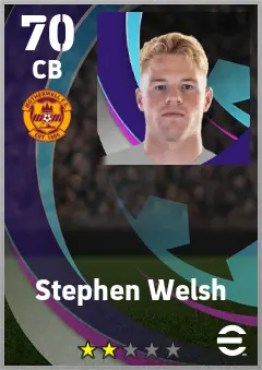Stephen Welsh eFootball 2026 player card — 70 OVR CB