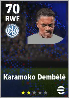 Karamoko Dembele eFootball 2026 player card — 70 OVR RWF