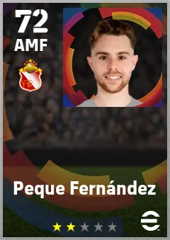 Peque Fernandez eFootball 2026 player card — 72 OVR AMF