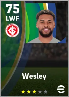 Wesley eFootball 2026 player card — 75 OVR LWF