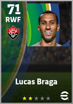 Lucas Braga eFootball 2026 player card — 71 OVR RWF