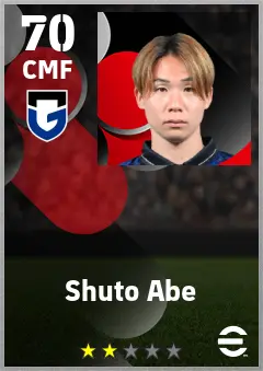Shuto Abe eFootball 2026 player card — 70 OVR CMF