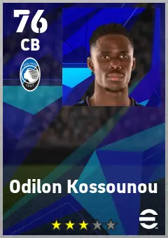 Odilon Kossounou eFootball 2026 player card — 76 OVR CB