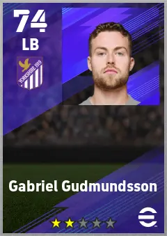 Gabriel Gudmundsson eFootball 2026 player card — 74 OVR LB