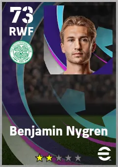 Benjamin Nygren eFootball 2026 player card — 73 OVR RWF