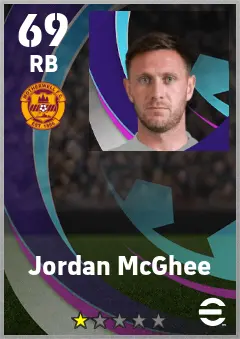 Jordan McGhee eFootball 2026 player card — 69 OVR RB