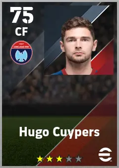 Hugo Cuypers eFootball 2026 player card — 75 OVR CF