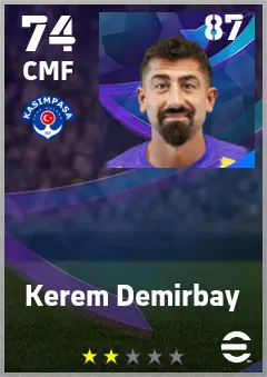 Kerem Demirbay eFootball 2026 player card — 74 OVR CMF