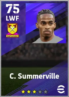 C. Summerville eFootball 2026 player card — 75 OVR LWF
