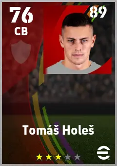 Tomas Holes eFootball 2026 player card — 76 OVR CB