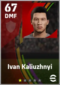 Ivan Kaliuzhnyi eFootball 2026 player card — 67 OVR DMF