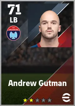 Andrew Gutman eFootball 2026 player card — 71 OVR LB