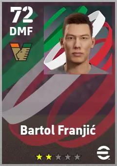 Bartol Franjic eFootball 2026 player card — 72 OVR DMF