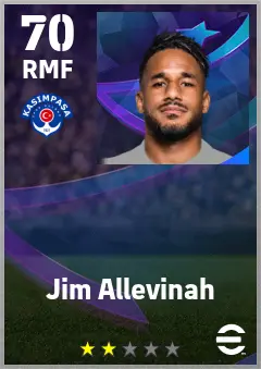 Jim Allevinah eFootball 2026 player card — 70 OVR RMF