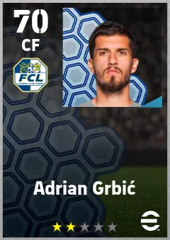 Adrian Grbic eFootball 2026 player card — 70 OVR CF