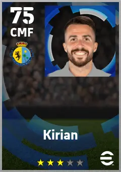Kirian eFootball 2026 player card — 75 OVR CMF