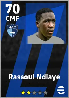 Rassoul Ndiaye eFootball 2026 player card — 70 OVR CMF