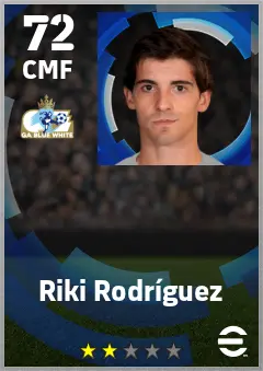 Riki Rodriguez eFootball 2026 player card — 72 OVR CMF