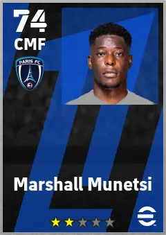 Marshall Munetsi eFootball 2026 player card — 74 OVR CMF