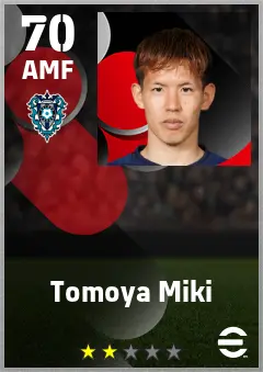 Tomoya Miki eFootball 2026 player card — 70 OVR AMF