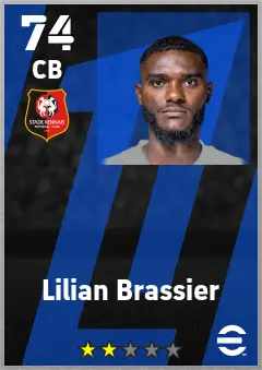Lilian Brassier eFootball 2026 player card — 74 OVR CB