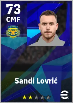 Sandi Lovric eFootball 2026 player card — 73 OVR CMF