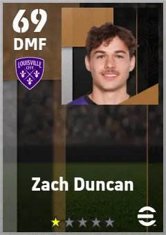 Zach Duncan eFootball 2026 player card — 69 OVR DMF
