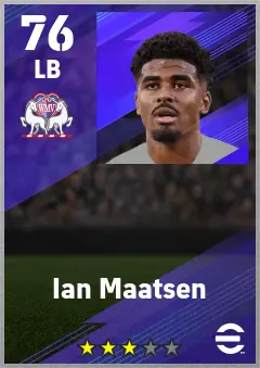 Ian Maatsen eFootball 2026 player card — 76 OVR LB
