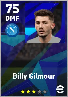 Billy Gilmour eFootball 2026 player card — 75 OVR DMF