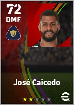 Jose Caicedo eFootball 2026 player card — 72 OVR DMF