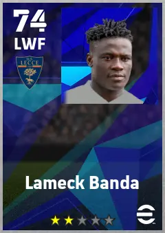 Lameck Banda eFootball 2026 player card — 74 OVR LWF