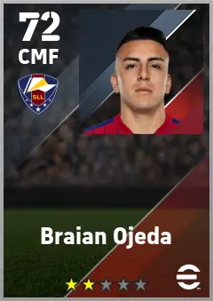 Braian Ojeda eFootball 2026 player card — 72 OVR CMF