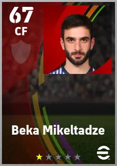 Beka Mikeltadze eFootball 2026 player card — 67 OVR CF
