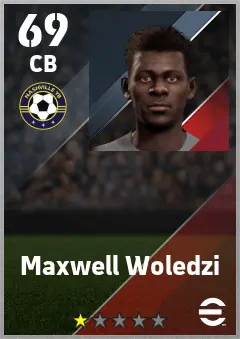 Maxwell Woledzi eFootball 2026 player card — 69 OVR CB