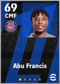Abu Francis eFootball 2026 player card — 69 OVR CMF