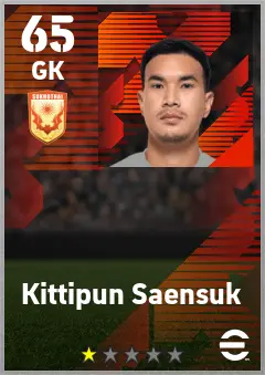 Kittipun Saensuk eFootball 2026 player card — 65 OVR GK