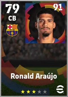 Ronald Araujo eFootball 2026 player card — 79 OVR CB