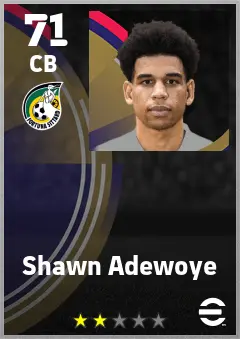 Shawn Adewoye eFootball 2026 player card — 71 OVR CB