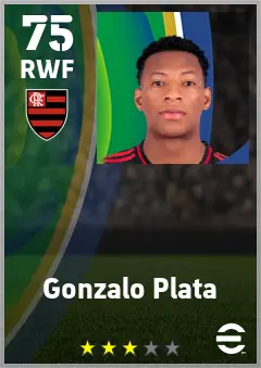 Gonzalo Plata eFootball 2026 player card — 75 OVR RWF