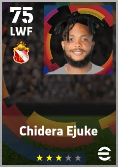 Chidera Ejuke eFootball 2026 player card — 75 OVR LWF