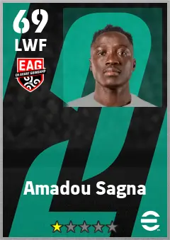 Amadou Sagna eFootball 2026 player card — 69 OVR LWF