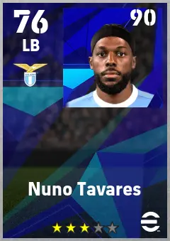 Nuno Tavares eFootball 2026 player card — 76 OVR LB